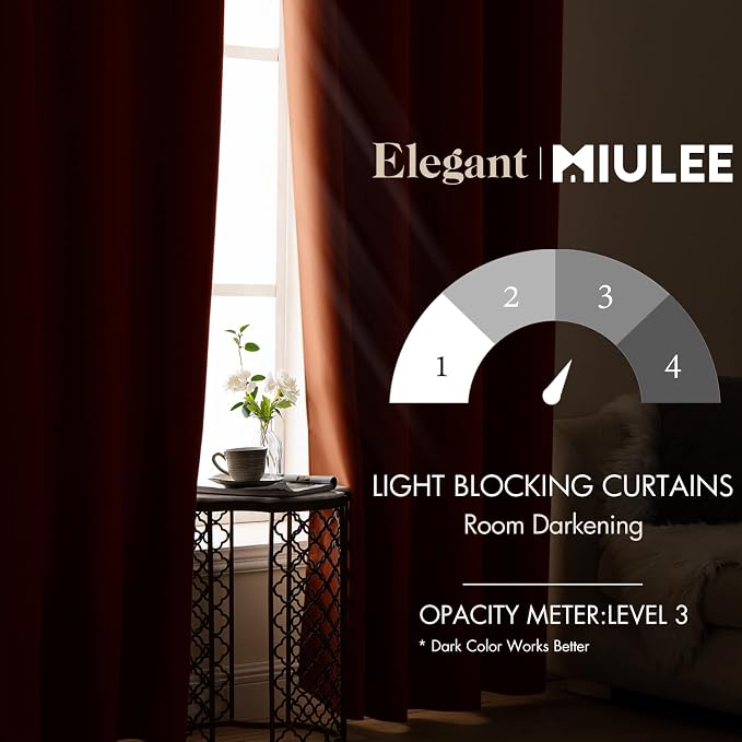 MIULEE Orange Blackout Bedroom Curtains Drapes 84 Inch Long 52"x84" | Grommet Top, Room Darkening Window Drapes, Privacy Protection, Thermal Insulated, Heat Blocking, Light Blocking