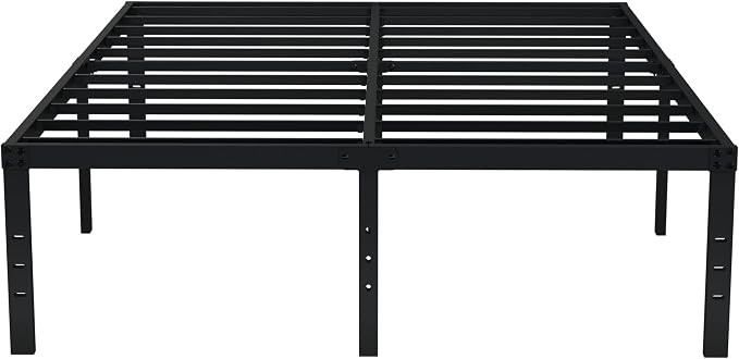 EMODA 18 Inch King Bed Frame, Heavy Duty Tall with Large Storage Space | Metal Platform No Box Spring Needed Noise Free, Easy Assembly, Black