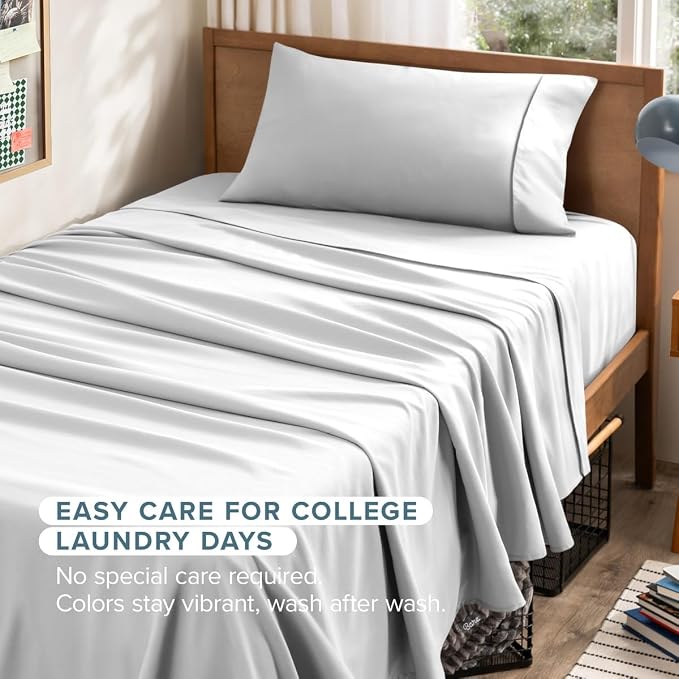 Bare Home Twin XL Sheet Set - 1800 Ultra-Soft (Twin XL, Cloud Grey) | Deep Pockets 6 to 15 Inches, Breathable, Hypoallergenic, Hotel Luxury, Easy Fit, Soft, All-Season