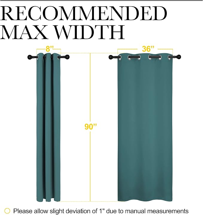 NICETOWN Patio Glass Door Panels, 1 Pair, 42 x 90-inch, Sea Teal | Blackout Curtains for Bedroom/Living Room, Privacy Panel Drapes for Dining Room and Guest Room