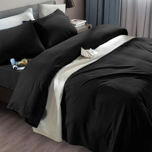 SONORO KATE Bed Sheet Set Super Soft Microfiber 1800 Series Luxury Egyptian Sheets Fit 18-24 Inch Deep Pocket Mattress Wrinkle-6 Piece (Black, King)