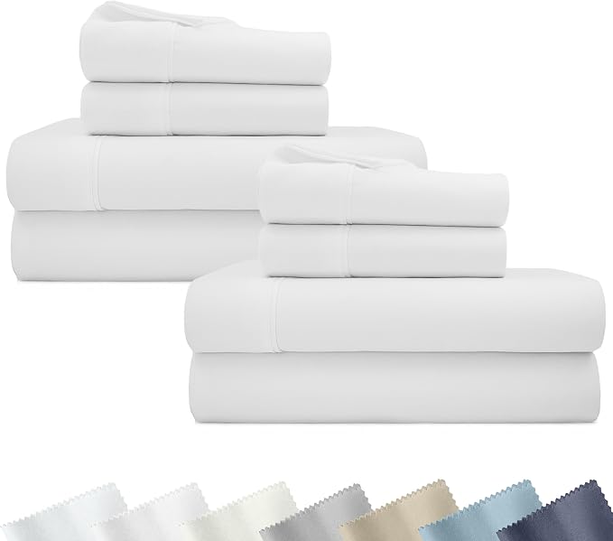 California Design Den 2-Pack Soft 100% Cotton Sateen King Sheets Set | 400 Thread Count Backed by Good Housekeeping Seal, 16" Deep Pocket, All-Around Elastic, Durable, Easy Care - Antique White