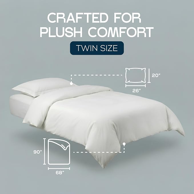 Bulk 10-Pack Hotels Twin Duvet Cover Set for Resort & Guest House, White | Commercial Bedding Set with 10 Duvet Covers (68x90") and 10 Pillow Shams (20x26") with 2" Flange. Comforter Not Included.