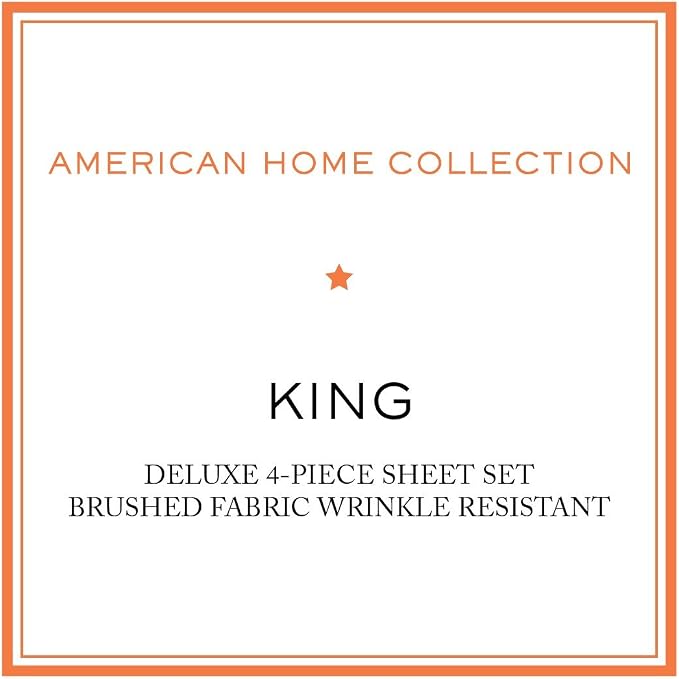 American Home Collection King Sheet Set - Ultra-Soft Microfiber 15-Inch Deep Pocket - Wrinkle Free and Fade Resistant (Light Grey)