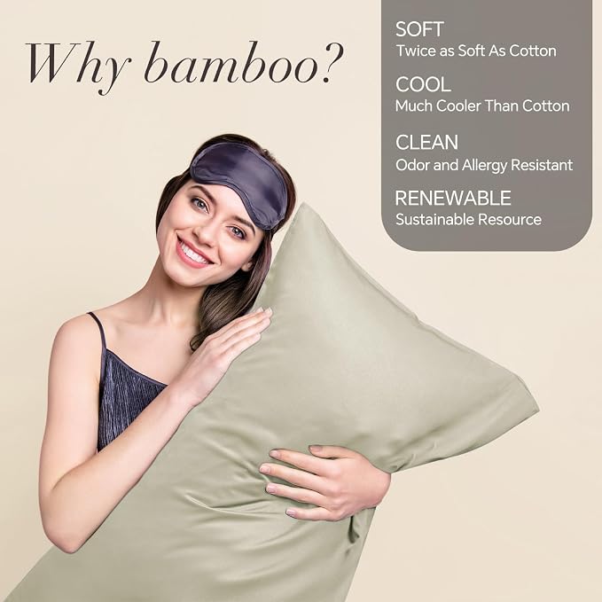 BEDELITE Body Pillow Pillowcase, Rayon from Bamboo, Linen, 20"x54" | Cooling and Breathable Body Pillow Cover for Hot Sleepers & Night Sweats, Silky Soft Full Long Pillow Case, Envelope Closure