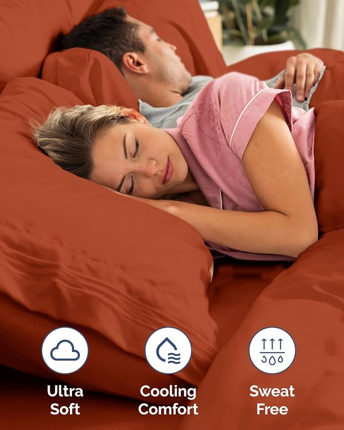2 Pack Extra Deep Twin XL Fitted Sheets with Deep Pockets - Terracotta | Hotel Luxury Bottom Fitted Sheets Only, Soft, Fade & Wrinkle Free, Breathable & Comfy, All Around Elastic Fitted Sheets