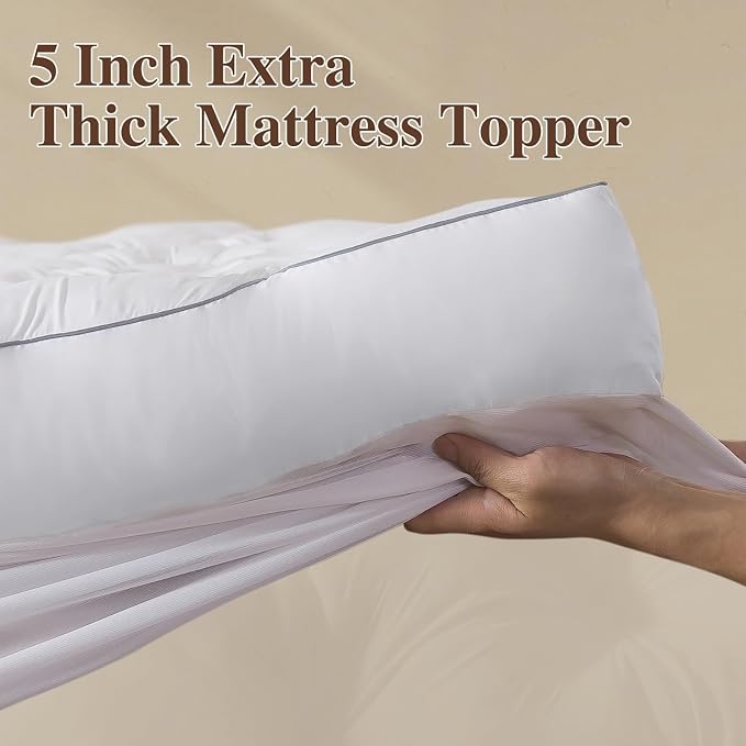 WhatsBedding 5 Inch Memory Foam Mattress Topper (Full, 54x75), Deep Pocket | 2000GSM Fluffy Shredded Memory Foam Filled, Extra Soft Pillow Top for Back Pain Relief, Thick & Supportive Bed Topper