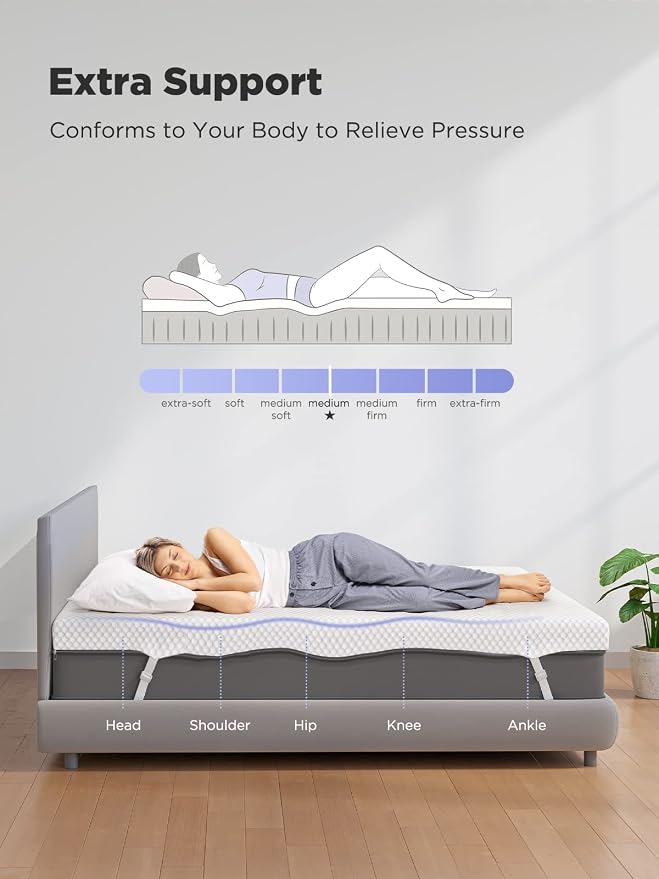 PERLECARE Full Size Mattress Topper, 3 Inch Gel Memory Foam Mattress Topper for Pressure Relief, Premium Soft Topper for Cooling Sleep, Non-Slip Design with Removable&Washable Cover,Oeko-Tex Certified