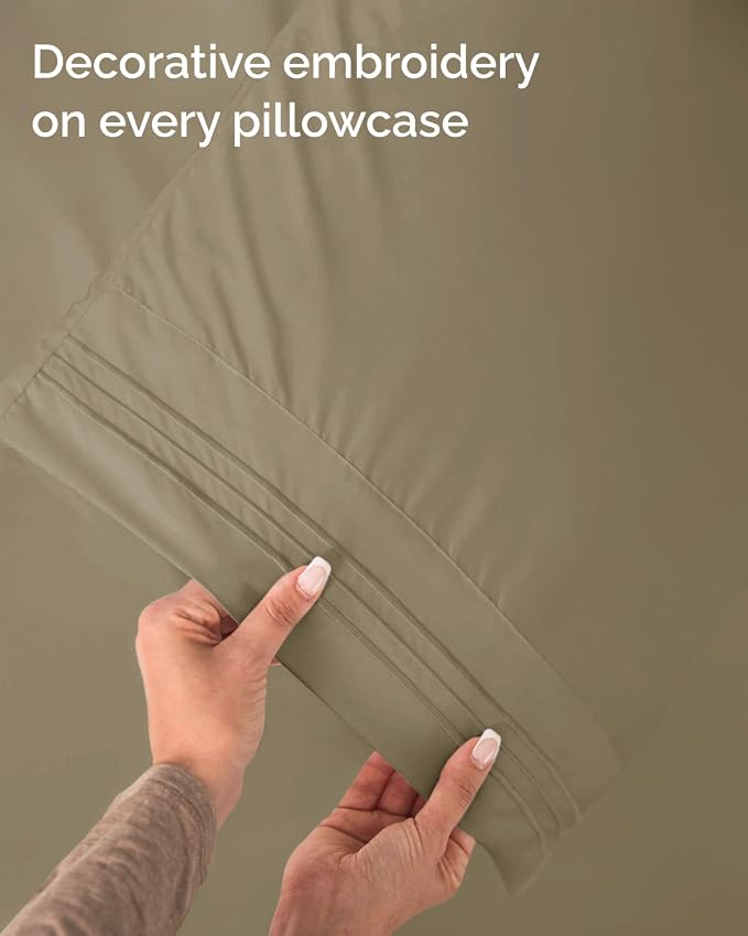 Twin Size 3 Piece Sheet Set - Comfy Breathable & Cooling Sheets - Khaki | Hotel Luxury Bed Sheets for Women & Men, Deep Pockets, Easy-Fit, Extra Soft and Wrinkle Free Sheets, Oeko-Tex Bed Sheet Set