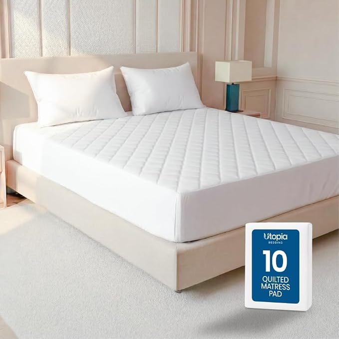 Bulk 10-Pack Full Hotel Quilted Mattress Pad, 16" Deep, White | Soft Breathable Fitted Mattress Topper Cover, Noiseless, Deep Pockets & Machine Washable for Home & Hotels by Utopia Bedding