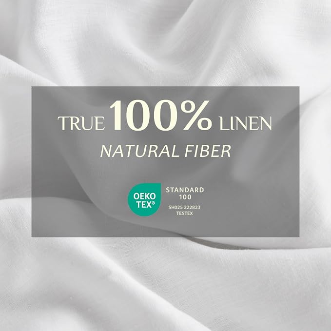 DAPU 100% French Linen Duvet Cover 3Pcs Set, 170GSM Linen Bedding, Queen | Soft Breathable All-Season for Hot sleepers, Corner Ties & Zipper Closure, French Linen Flax from Normandy, White