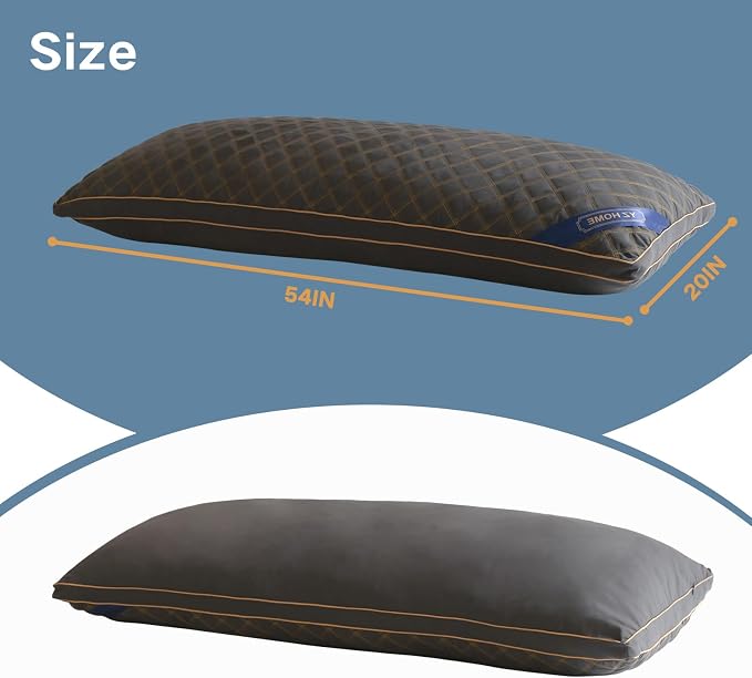 YZ HOME Long Body Pillow for Adults - Firm Body Pillow Insert with Shredded Blue Memory Foam, Adjustable Height, Soft Support for Side Sleeping, Pregnant Women, Washable (20x54 Inch, Grey) | Firm Body Pillow, Adjustable Height, Soft Support for Side Sl...