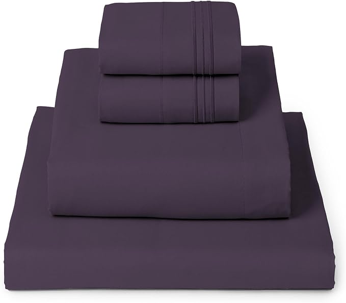 Mellanni Iconic 4-Piece, Ultra Soft Sheet Set (Queen, Purple) | 10M+ Sleepers. Lab-tested: Sleeps Cool, Stays Bright, Strong, Smooth. Good Housekeeping Best Bedding, 7 yrs running.