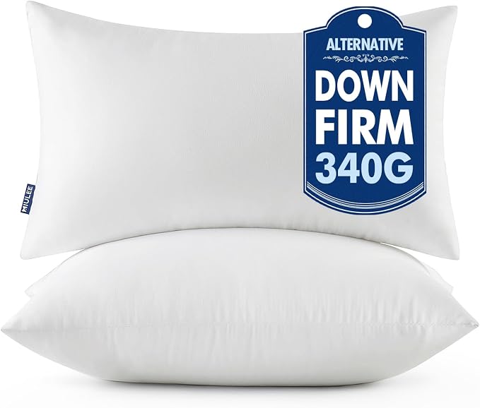 MIULEE 12x24 Throw Pillows Inserts 2 Pack, Decorative Pillows for Couch Bed | 100% Virgin Filling, Full and Fluffy, Lumbar, Back and Neck Support