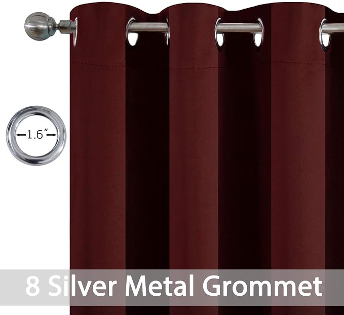 Yakamok Room Darkening Curtains 52x84 inch Length Burgundy Red-Living Room | 2 panels,grommet blackout window treatment,thermal insulated,light blocking drapes,privacy protection,bedroom dining room