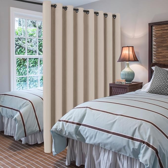 H.VERSAILTEX Blackout Patio Curtains 100 x 102 Inches for Sliding Door Extral Wide Blackout Curtain Panels Thermal Insulated Room Divider - Grommet Top, 8.5' Tall by 8.3' Wide - Fog