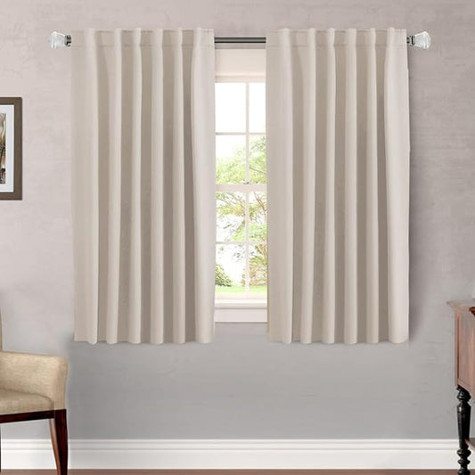 H.VERSAILTEX Blackout Curtains Thermal Insulated Window Treatment Panels Room Darkening Blackout Drapes for Living Room Back Tab/Rod Pocket Bedroom Draperies (2 Panels, Natural, 52 x 54 Inch)