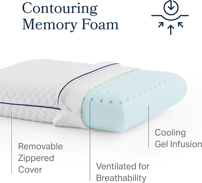 Weekender Cooling Gel Memory Foam Camping Pillow – Travel Size, Ventilated Cooling Pillow for Side & Back Sleepers, Neck Support, Compact with Carry Bag, Washable Cover