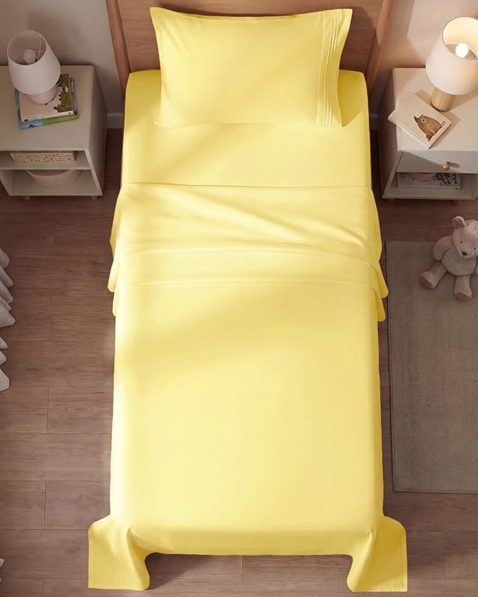 Twin Size 3 Piece Sheet Set - Comfy Breathable & Cooling Sheets - Yellow | Hotel Luxury Bed Sheets for Women & Men, Deep Pockets, Easy-Fit, Extra Soft and Wrinkle Free Sheets, Oeko-Tex Bed Sheet Set