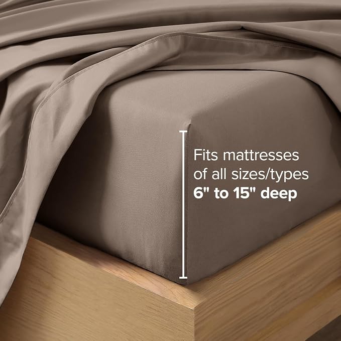 Bare Home Twin XL Sheet Set - 1800 Ultra-Soft (Twin XL, Taupe) | Deep Pockets 6 to 15 Inches, Breathable, Hypoallergenic, Hotel Luxury, Easy Fit, Soft, All-Season