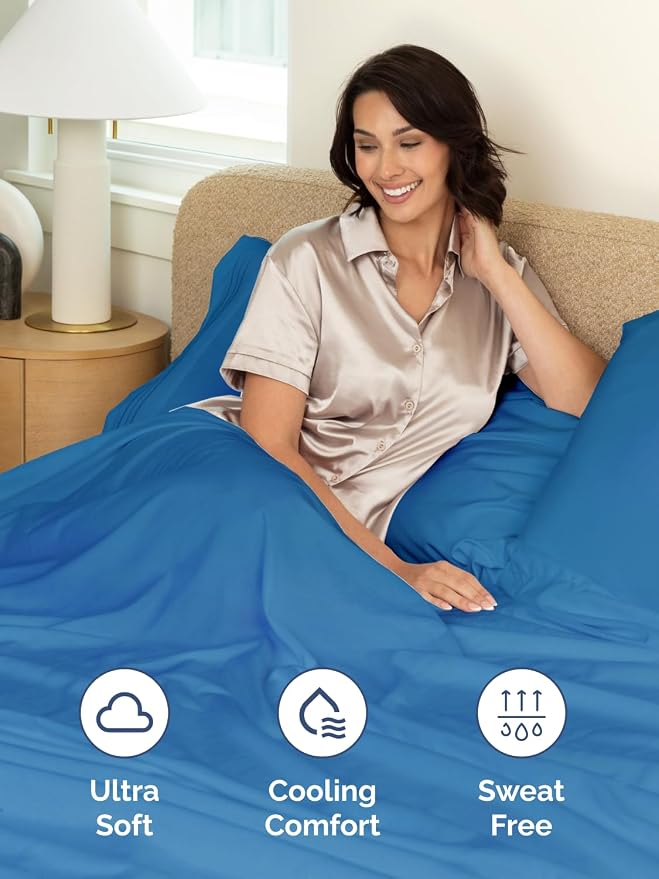 Deep Twin XL Fitted Sheet - College Dorm Room Essentials - Royal Blue | Easily Fits 18 inch to 24 inch Mattress, Wrinkle Resistant, Soft, Breathable & Comfy, Extra Deep Pockets Fitted Sheet