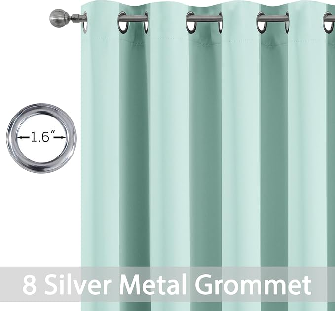 Yakamok Aqua Room Darkening Curtains 84 inch Sliding Door Drapes | 1 Extra-wide Panel,W52xL84,Soft Triple-weave,Grommet,Blackout Thermal Insulated Drapes,Privacy,Light Reduction,Patio doors