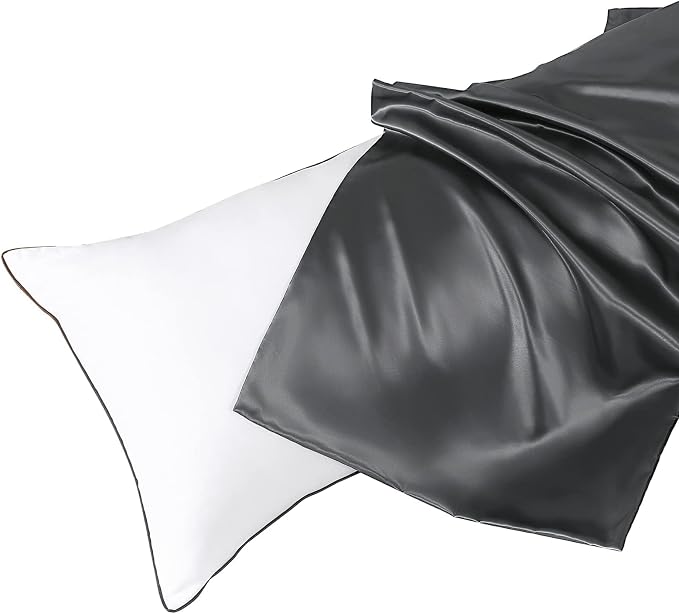 Body Pillow with Satin Pillowcase, Body Pillow for Adults, Grey | 20"x54", Removable Cover, OEKO-TEX Certified Down Alternative Filling,Washing Machine