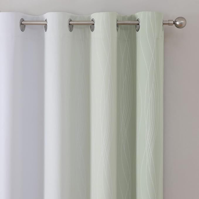 Sage Green and Greyish White Ombre Blackout Curtains for Bedroom 72 Inch | Estelar Textiler Thermal Insulated Living Room Darkening Drapes,Light Blocking Grommet Window Kids Curtains,52Wx72L,2 Panels