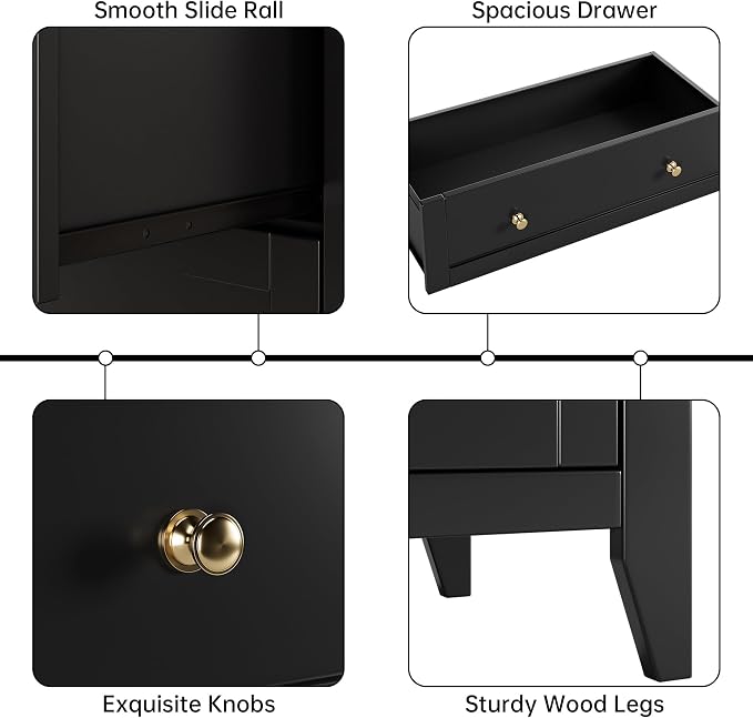 Garvee 5 Drawer Dresser for Bedroom, Modern Tall Chest of Drawers with Metal Knobs, Wooden Clothes Storage Organizer for Closet, Nursery, Living Room, Apartment, Black | Lacquered Finish, Metal Knobs, Clothes Storage Organizer for Closet, Nursery, Livi...