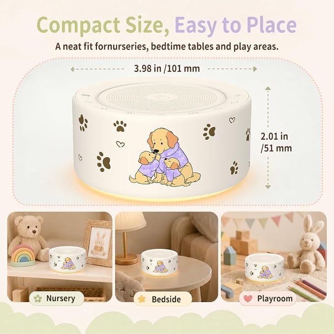 Kipcush White Noise Machine for Baby & Adults, Sleep Sound Machine with 30 Soothing Sounds, 8-Color Night Light, Memory Function, White Noise for Sleeping, Nursery, Office, Travel, Relaxation