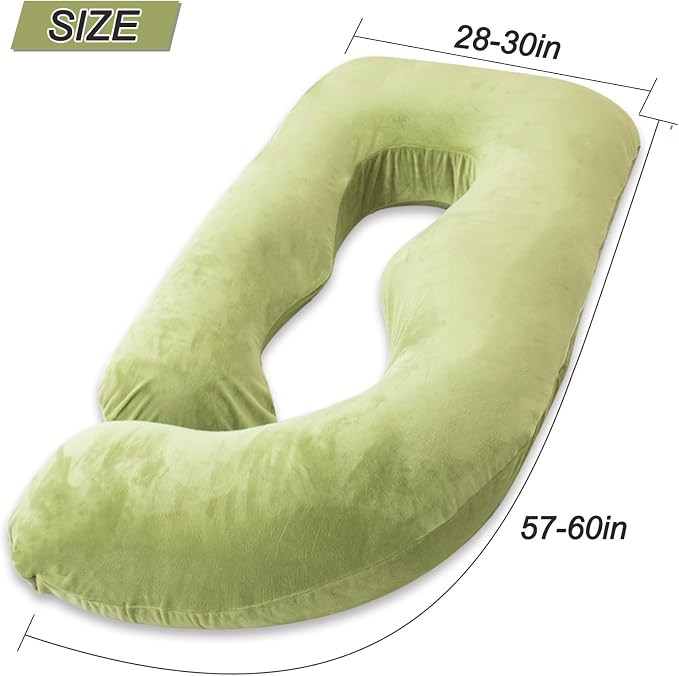 60 Inch Pregnancy Pillow for Sleeping (Green) | Extra Large U Shaped Body Pillow, Maternity Pillow for Pregnant Women