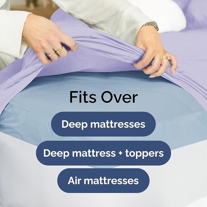 Extra Deep King Sheet Set - 6 Piece Breathable & Cooling Sheets - Lavender | Hotel Luxury Bed Sheets Set, Easy & Secure Fit, Ultra-Soft, Wrinkle & Fade Free, Comfy Sheets Set with Extra Deep Pockets