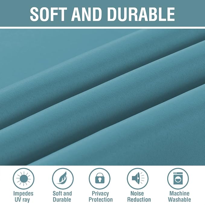 H.VERSAILTEX Blackout Curtain for Living Room Thermal Insulated Window Treatment Curtain Extra Long 96 inch Length Energy Saving Solid Grommet Top Blackout Drape, One Panel, Storm Blue, 52" W x 96" L
