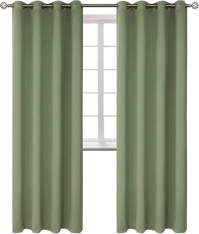 BGment Grass Green Blackout Curtains for Living Room 84 Inch - 2 Panels | Grommet Top, Black Out, Room Darkening, Sunblock, Thermal Insulated, Window Drapes for Bedroom, 52x84 Inch
