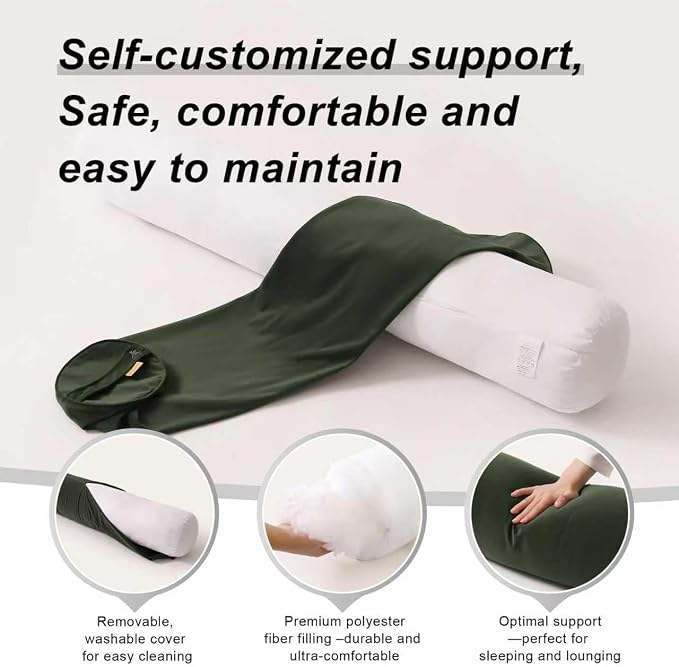 Body Pillow for Adults,Long Round Pillow,Big Cylindrical Pillow,Large Full Bolster Pillows for Side Sleepers (Jade Green, 47.24"*7.87")