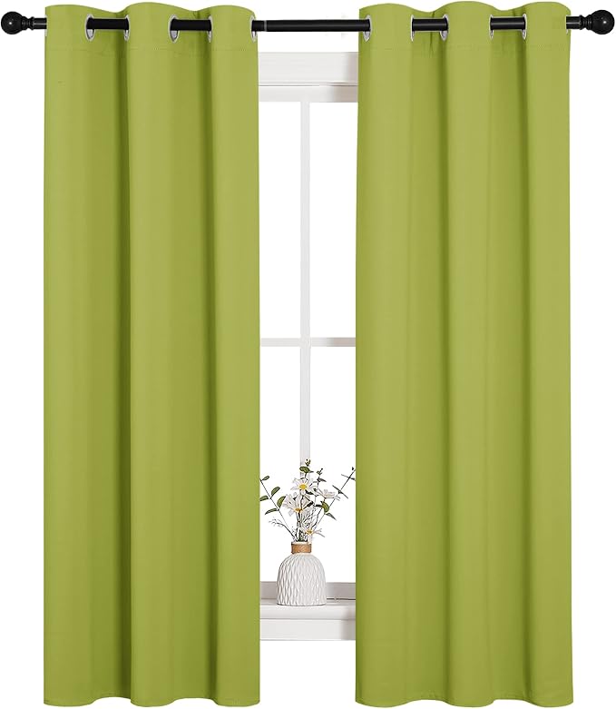 NICETOWN Blackout Curtain Panels, 1 Pair, 34 x 63-inch, Fresh Green | Thermal Insulated Solid Grommet Top Blackout Draperies/Drapes for Living Room Christmas Window