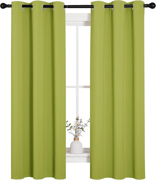 NICETOWN Blackout Curtain Panels, 1 Pair, 34 x 63-inch, Fresh Green | Thermal Insulated Solid Grommet Top Blackout Draperies/Drapes for Living Room Christmas Window
