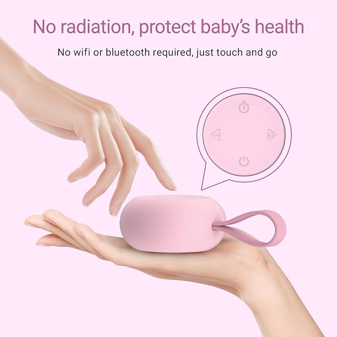 Portable Baby Sound Machine & Essentials for Babies & Kids-Pink | White Noise Machine[Timer Function][20 Soothing Sounds][15 Hours Battery Life]Travel,Registry,Gifts,Clips on Baby Stroller