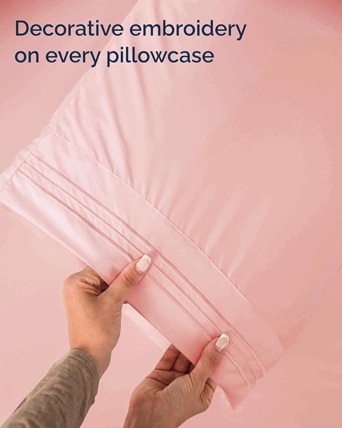 Twin Size 3 Piece Sheet Set - Comfy Breathable & Cooling Sheets - Baby Pink | Hotel Luxury Bed Sheets for Women & Men, Deep Pockets, Easy-Fit, Extra Soft and Wrinkle Free Sheets, Oeko-Tex Bed Sheet Set