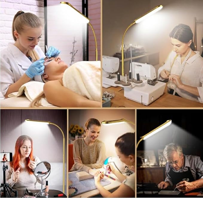marctronic Gold Floor Lamp, 18W 1800LM Bright LED Floor Lamps for Living Room Bedroom, Dimmable Timing Eye Caring Reading Standing Lamp with Remote & Works with Smart Plug