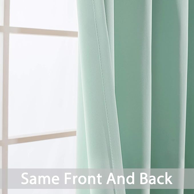 Yakamok Aqua Room Darkening Curtains 84 inch Sliding Door Drapes | 1 Extra-wide Panel,W100xL84,Soft Triple-weave,Grommet,Blackout Thermal Insulated Drapes,Privacy,Light Reduction,Patio doors