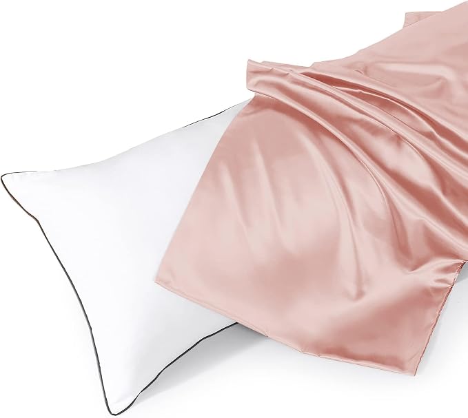 Body Pillow with Satin Pillowcase, Body Pillow for Adults, Pink | 20"x54", Removable Cover, OEKO-TEX Certified Down Alternative Filling,Washing Machine