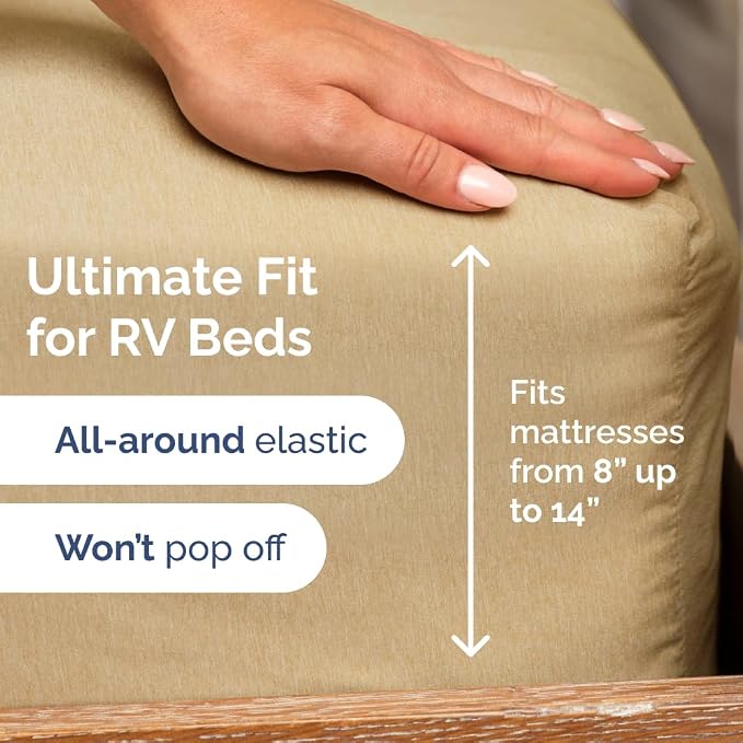 Short Queen Size 4 Piece Bed Sheet Set - RV Short Queen - Heathered Tan | Ultra-Soft, Breathable & Cooling Bed Sheets Set with Deep Pockets, Hotel Luxury Bedding for Women & Men, Wrinkle & Fade Free