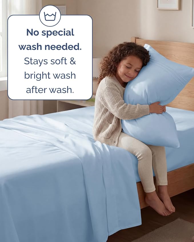 Twin Size 3 Piece Sheet Set - Comfy Breathable & Cooling Sheets - Sky Blue | Hotel Luxury Bed Sheets for Women & Men, Deep Pockets, Easy-Fit, Extra Soft and Wrinkle Free Sheets, Oeko-Tex Bed Sheet Set