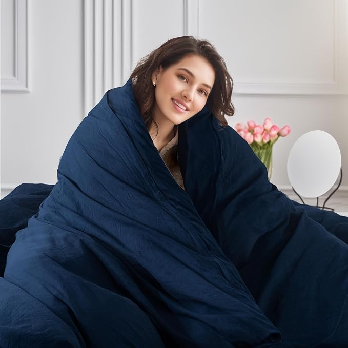 NEXHOME PRO Duvet Cover Set 100% Washed Cotton Oversized Queen 98"x98", Organic Natural Linen Look Textured 3 Pieces Bedding Set with Zipper Closure, Breathable (No Comforter) 9898