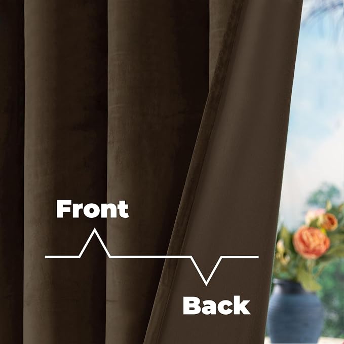 BGment Velvet Blackout Curtains 102 Inches Long for Living Room, Brown | Vintage, Elegant, Super Soft, Room Darkening, Thermal Insulated Bedroom Drapes, Back Tab Rod Pocket, 2 Panels, 52 x 102 Inch