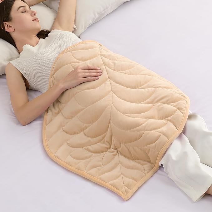 Kaisa Weighted Lap Blanket for Adults, 5 lbs, 23"x29", Leaf Pattern, Khaki | Washable Weighted Blankets, Small Portable Blanket for Relaxation, Cozy Luxury Crystal Velvet All-Season Heavy Blanket