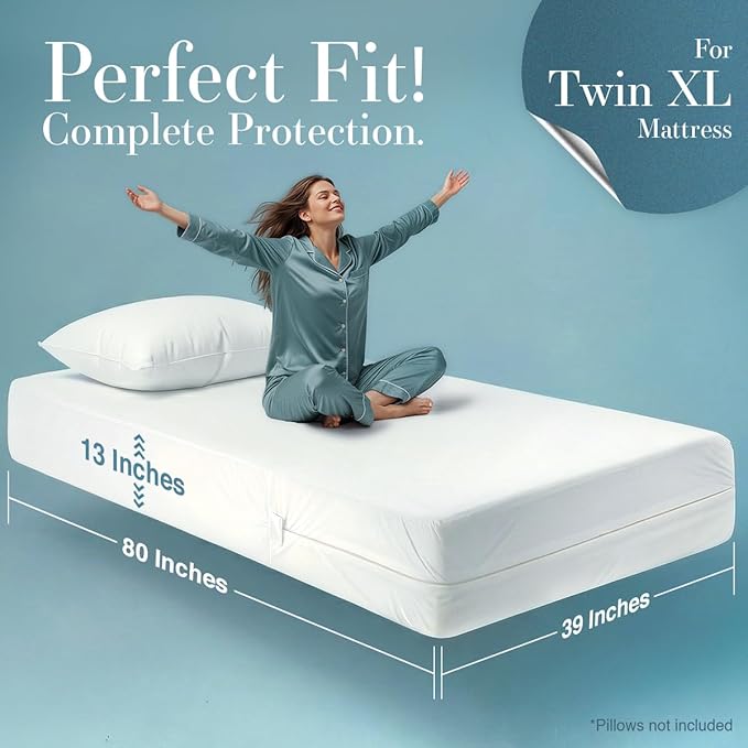 Utopia Bedding Mattress Protector Zippered Twin XL Size (Pack of 4), 100% Waterproof Bed Bug and Dust Mite Proof Mattress Encasement, Absorbent 6 Sided Mattress Cover
