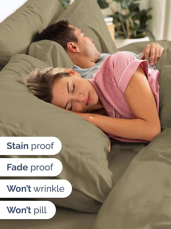 Extra Deep Split King Sheet Set - 7 Piece Breathable Cooling Sheets - Khaki | Hotel Luxury Bed Sheets Set, Easy & Secure Fit, Ultra-Soft, Wrinkle & Fade Free, Comfy Sheets Set with Extra Deep Pockets
