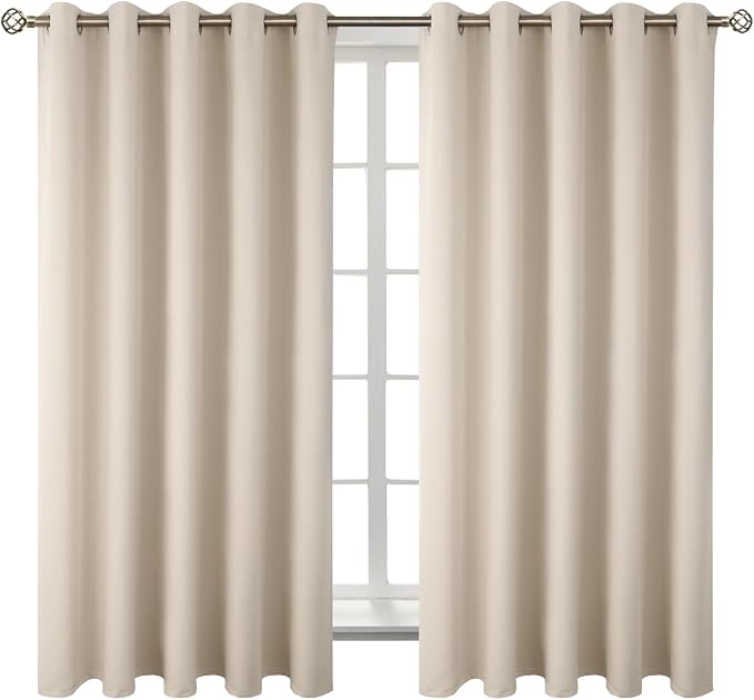 BGment Champagne Room Darkening Curtains 63 Inch for Bedroom - 2 Panels | Grommet Top, Light-Blocking, Sunblock, Thermal Insulated, Window Drapes for Kids Boys Room, 70x63 Inch